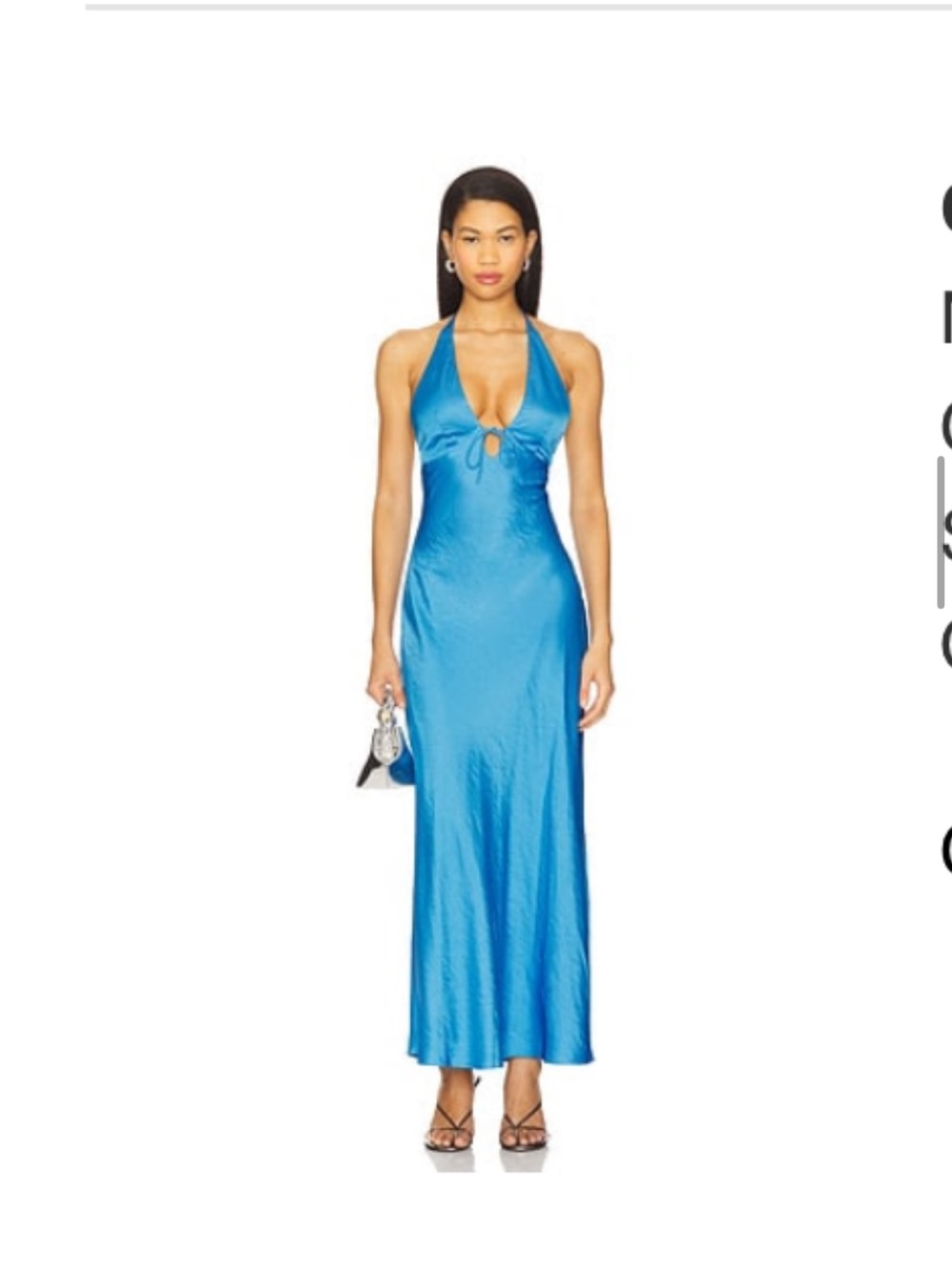 REVOLVE Blue Satin Halter Maxi Dress